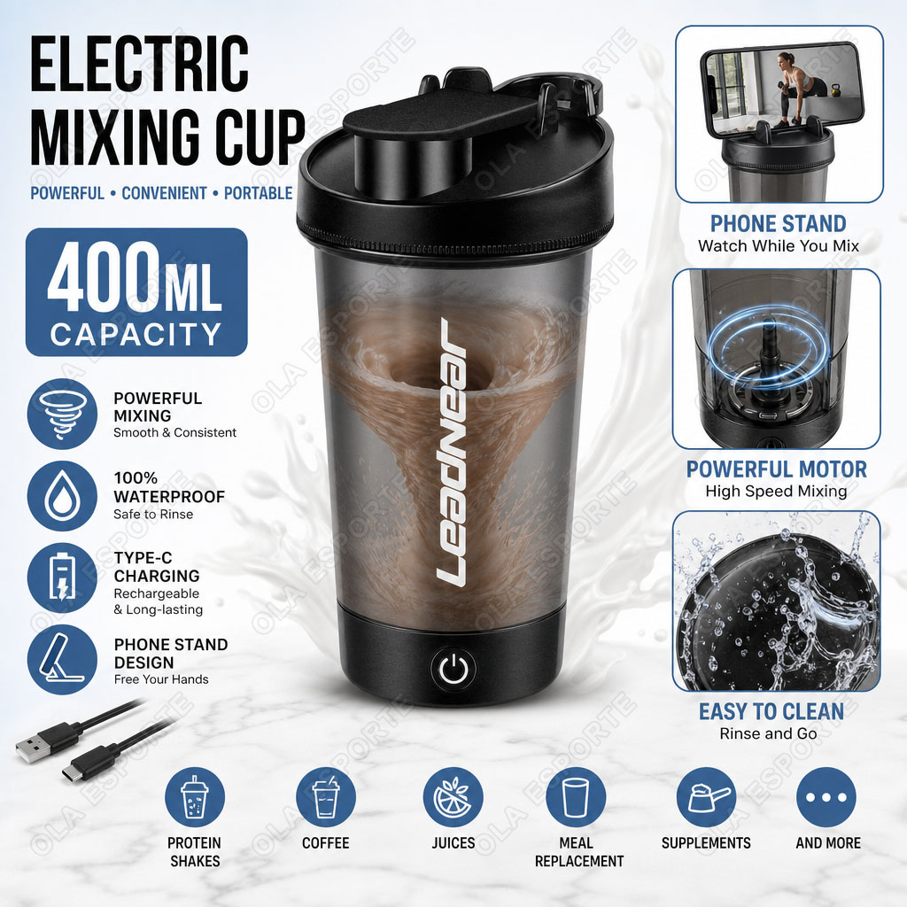 Nutrition And Fitness - Met telefoonhouder, elektrische mengbeker 400ML, draagbare
